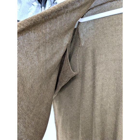 Olive Green Asymmetric Lagenlook Cape Cardigan Wrap Sweater Boho Minimalist XS - Picture 10 of 11